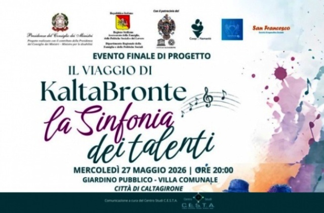 Il viaggio di KaltaBronte: domani, mercoledì 27 maggio, alla Villa comunale di Caltagirone l’evento finale “La Sinfonia dei talenti”